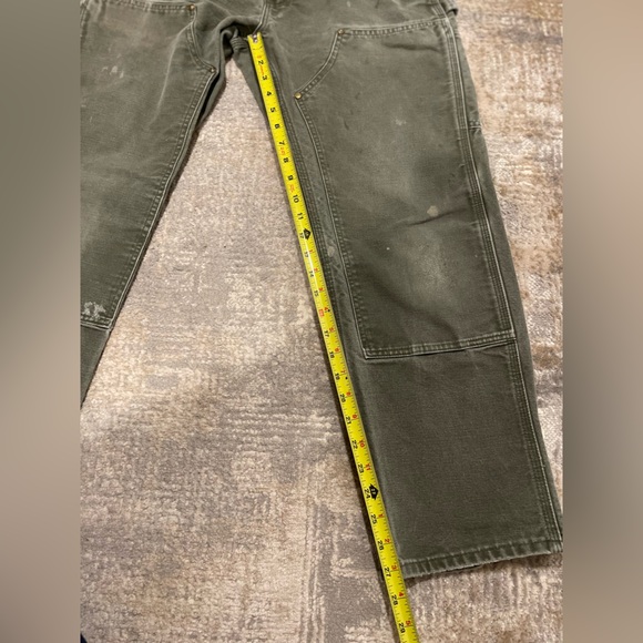 VTG Carhartt Double Knee Carpenter Pants Moss Green Distress 32x30 B01 MOS USA - Picture 11 of 12